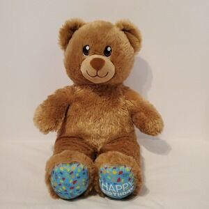 Build A Bear HAPPY BIRTHDAY Confetti Plush 15 in Stuffed Animal Teddy Bear Tan